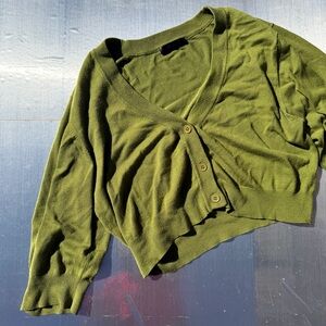 Green Slouchy Button Down Cardigan